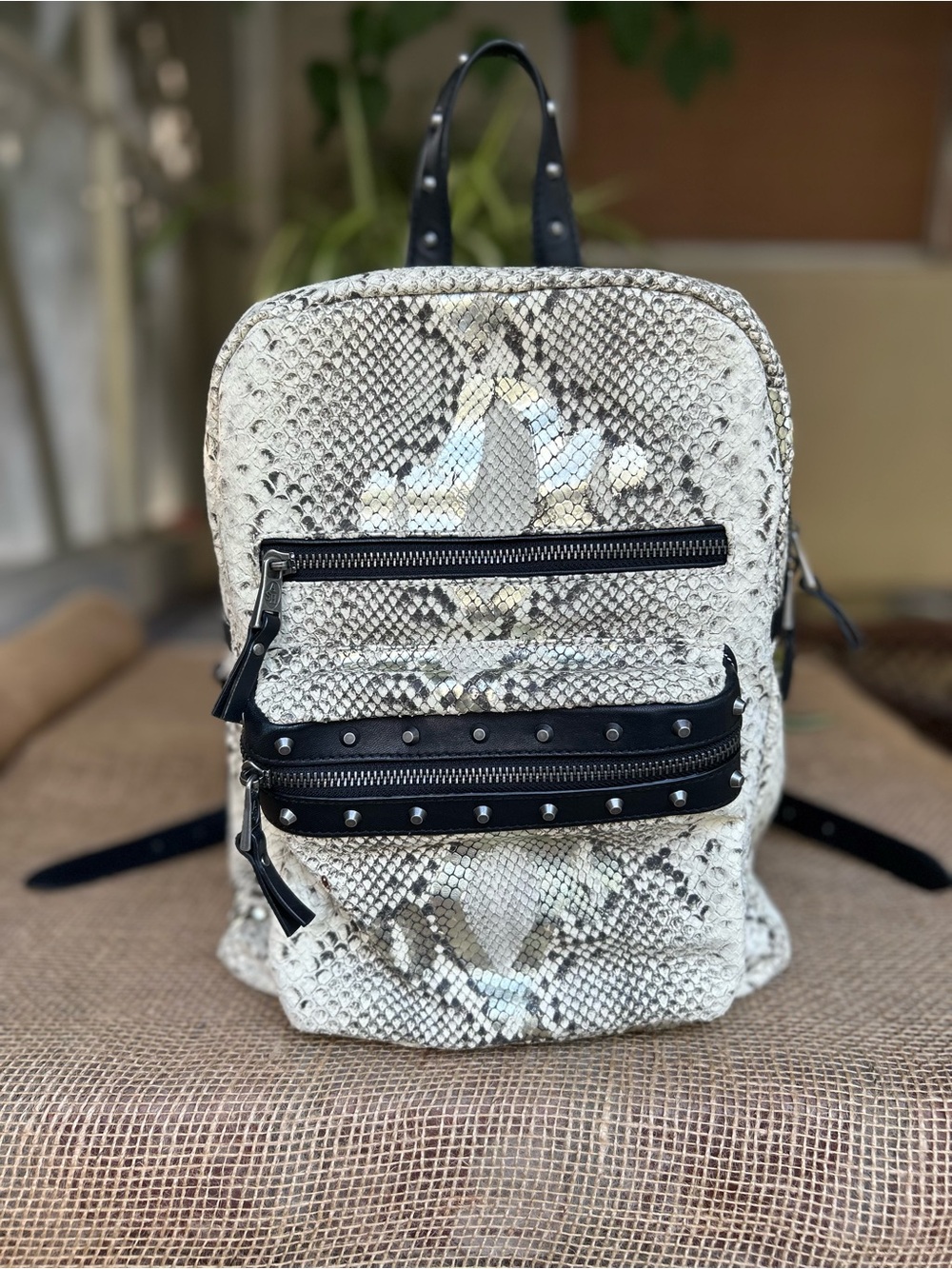 Ash leather backpack